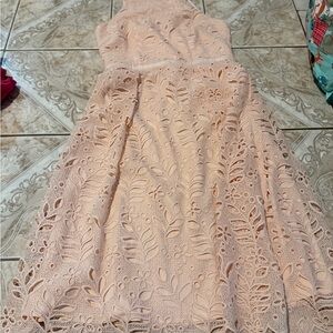 ANTONIO MELANI Lace Midi Dress in Soft Peach